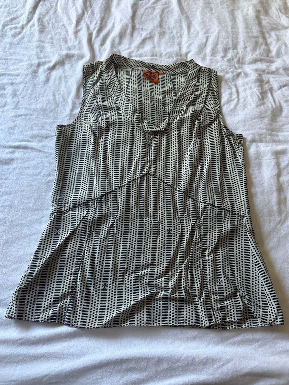 Tory Burch Silk Tank Top Size 4 Patterned Sleeveless Blouse